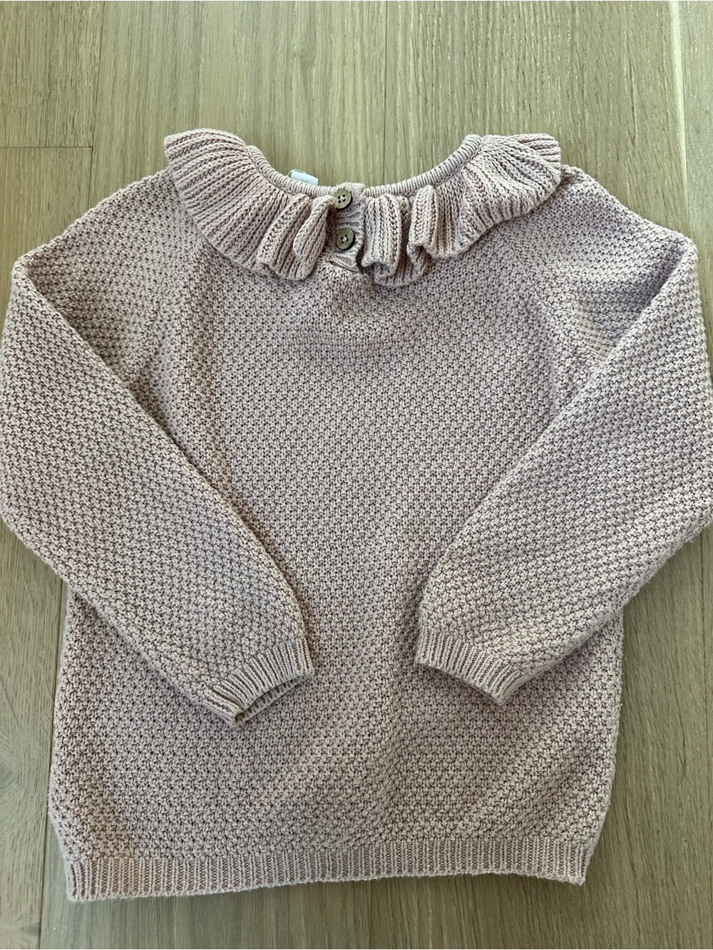Jamie Kay dusty rose knitted sweater with ruffle neck